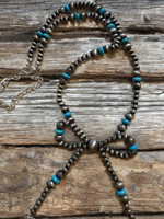 Faux Navajo Pearl Beaded Bow NecklaceI