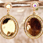 Brown Hair on Hide Earrings