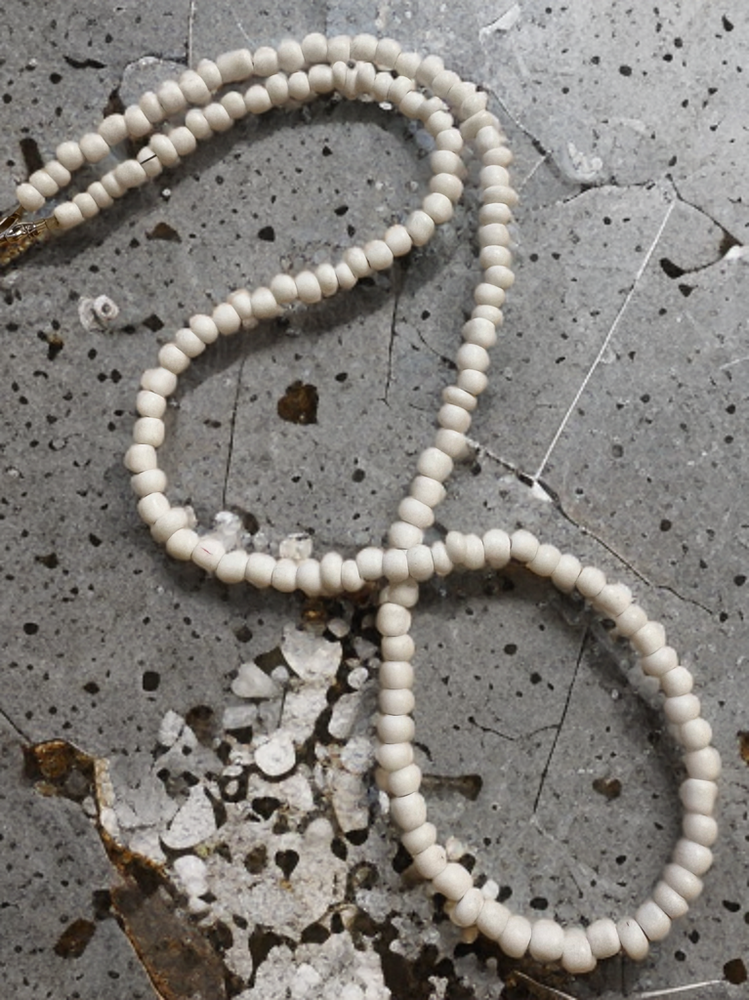 White Hand Beaded Seed Bead Necklace