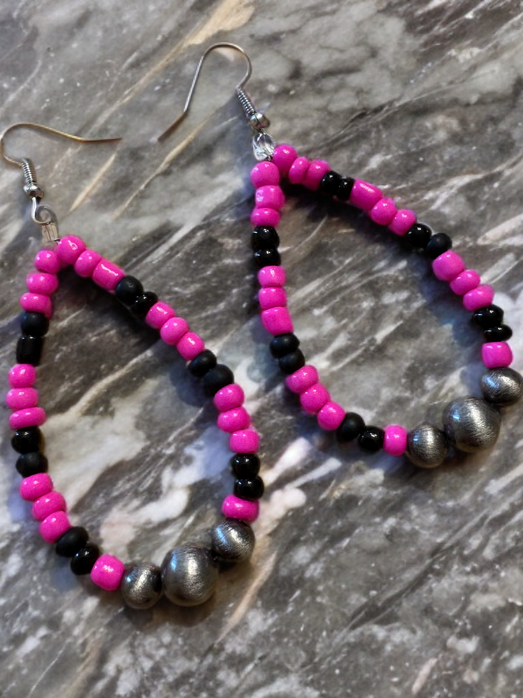 Pink Handmade Tear Drop Earrings