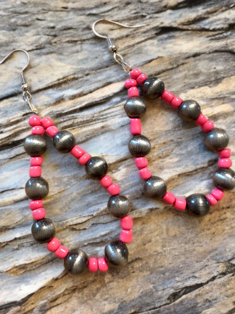 Hand Beaded Teardrop Earrings