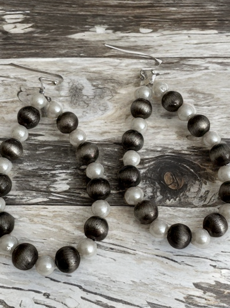 Hand Beaded Pearl Earrings