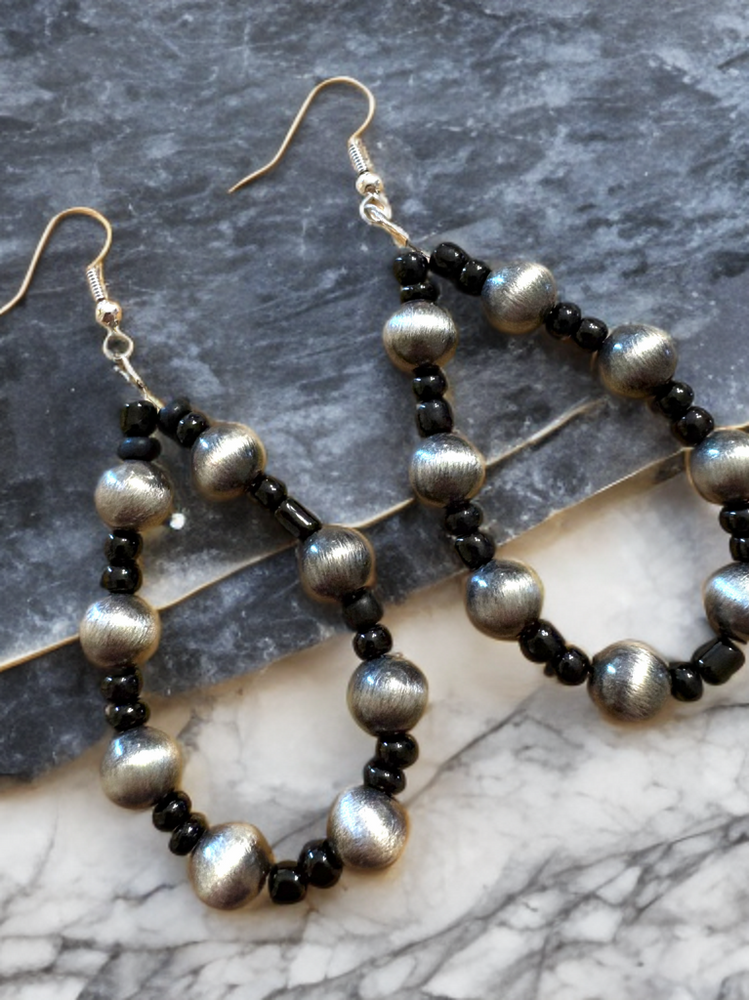 Hand Beaded Teardrop Earrings