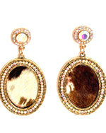 Brown Hair on Hide Earrings