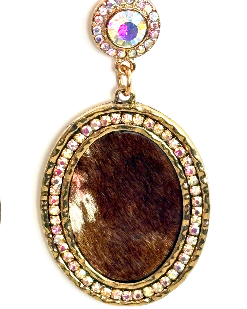Brown Hair on Hide Earrings